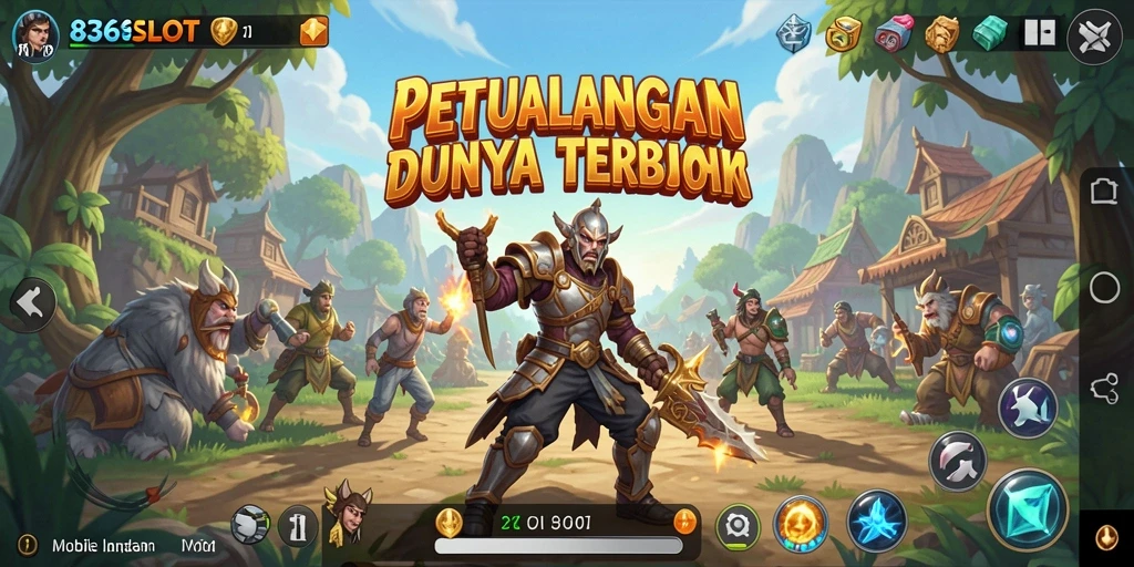 Screenshot gameplay 8368SLOT menampilkan dunia terbuka yang menakjubkan dan aktivitas seru.