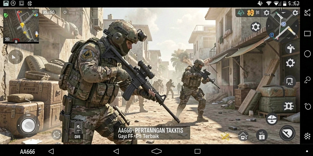 Tangkapan layar aksi seru dari gameplay FPS AA666.