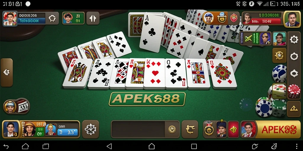 Tampilan gameplay APEK88 yang seru dengan tampilan kartu Domino.