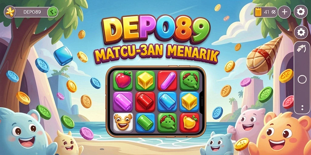 Gambaran gameplay seru di DEPO89 dengan elemen Match-3.