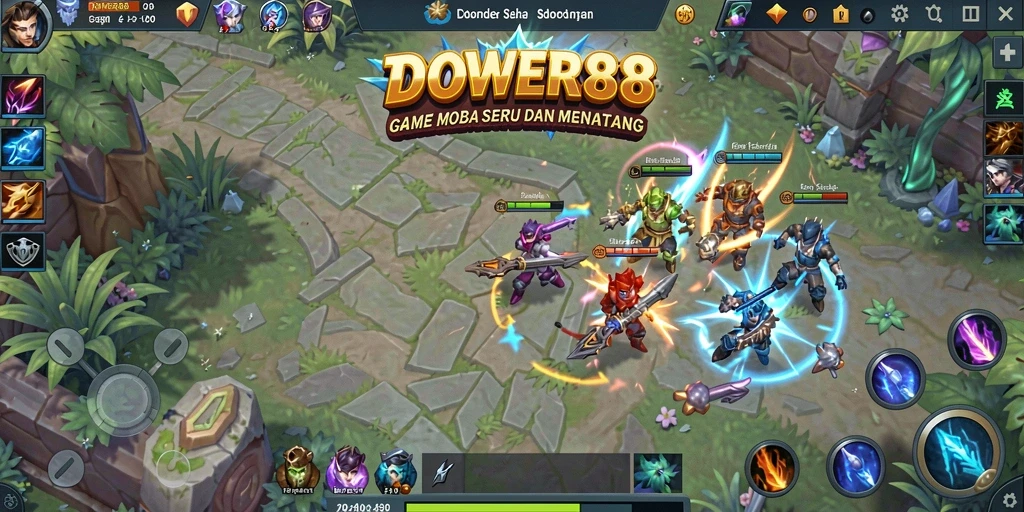 Gameplay penuh aksi DOWER88 di medan perang MOBA.