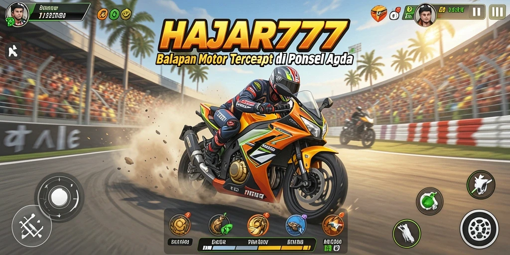 Gameplay mendebarkan di lintasan balap motor HAJAR777.