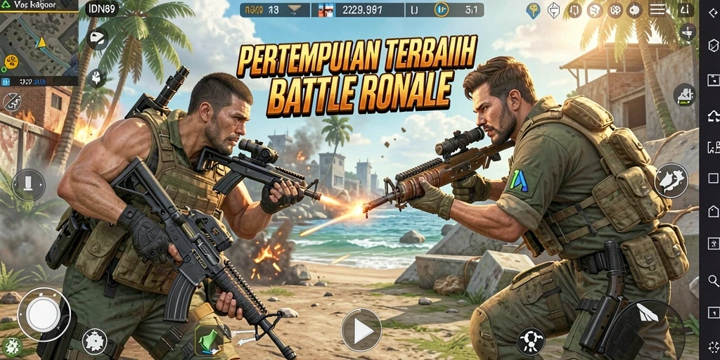 Tangkapan layar gameplay menarik dari IDN89, menunjukkan aksi Battle Royale yang mendebarkan.