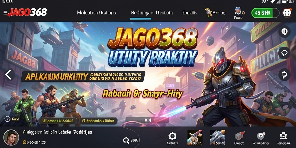 Screenshot utama menunjukkan antarmuka pengguna JAGO368 yang intuitif dan fitur unggulan aplikasi Utility.