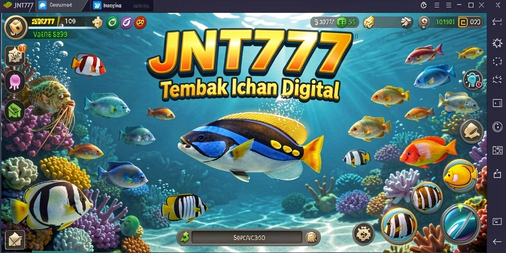 Tampilan gameplay seru dalam JNT777 saat menembak ikan.