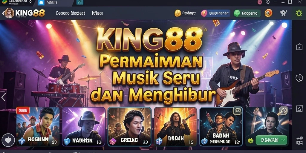 Screenshot KING88 menunjukkan gameplay musik yang seru dan interaktif.