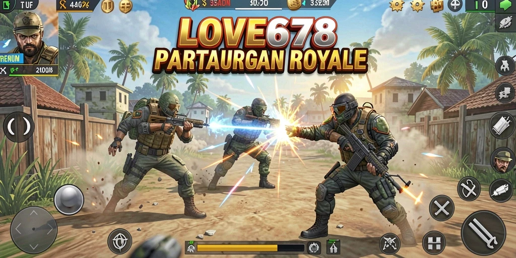 Tangkapan layar LOVE678 menunjukkan aksi Battle Royale yang mendebarkan.