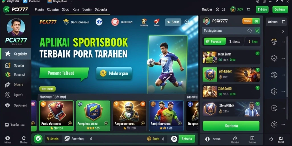 Tampilan antarmuka pengguna yang menarik di aplikasi Sportsbook.