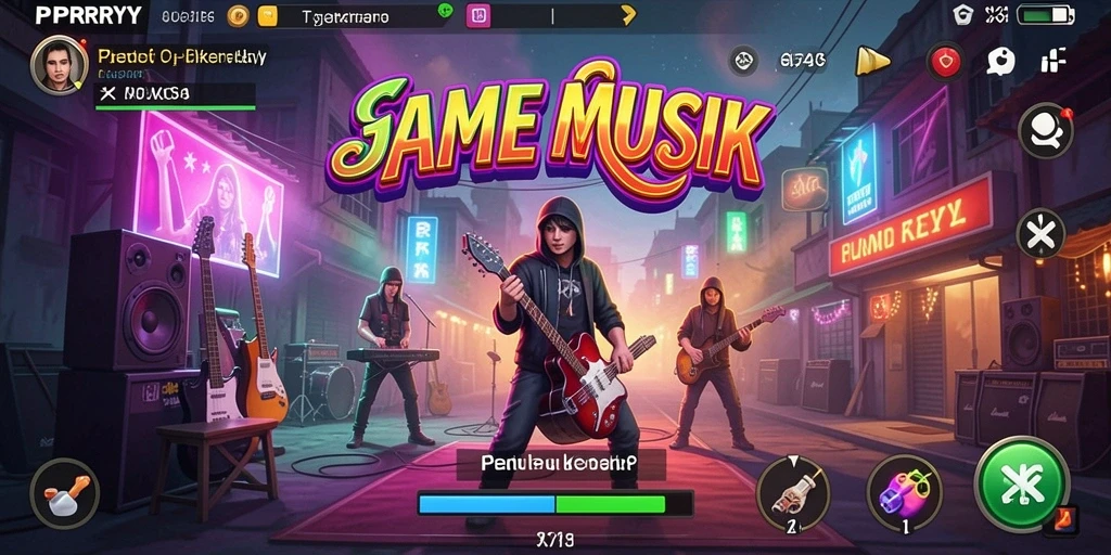 Tampilan gameplay PPRRYY dengan berbagai pilihan lagu.