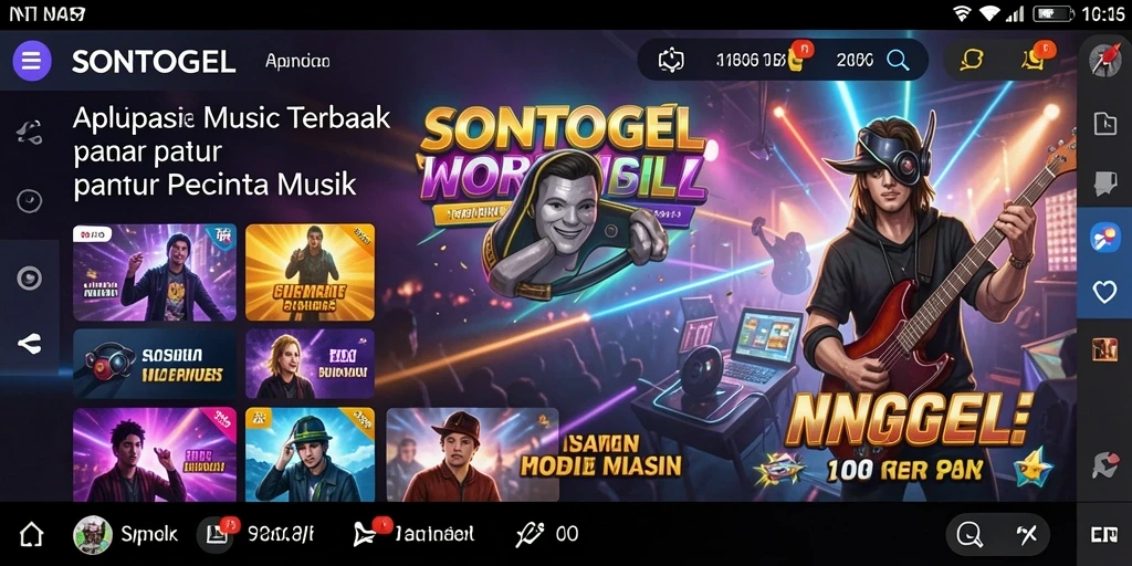 Tampilan screenshot dari gameplay musik dalam SONTOGEL.