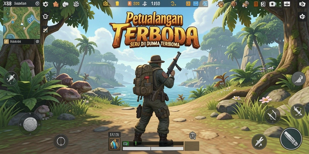 Screenshot gameplay X88 yang menampilkan dunia terbuka yang menakjubkan.